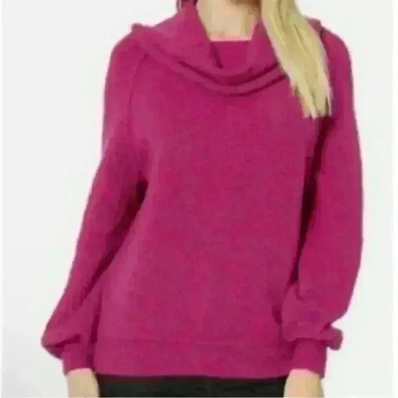Free People Echo Beach Cowl Neck Wool Blend  Sweater Pink Magenta Size Small - Picture 1 of 12
